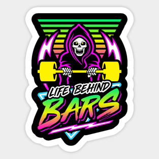 Life Behind Bars (Gym Reaper) Retro Neon Synthwave 80s 90s Sticker